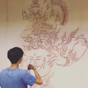 Vẽ tranh tường quán trà sữa nyom thai tea