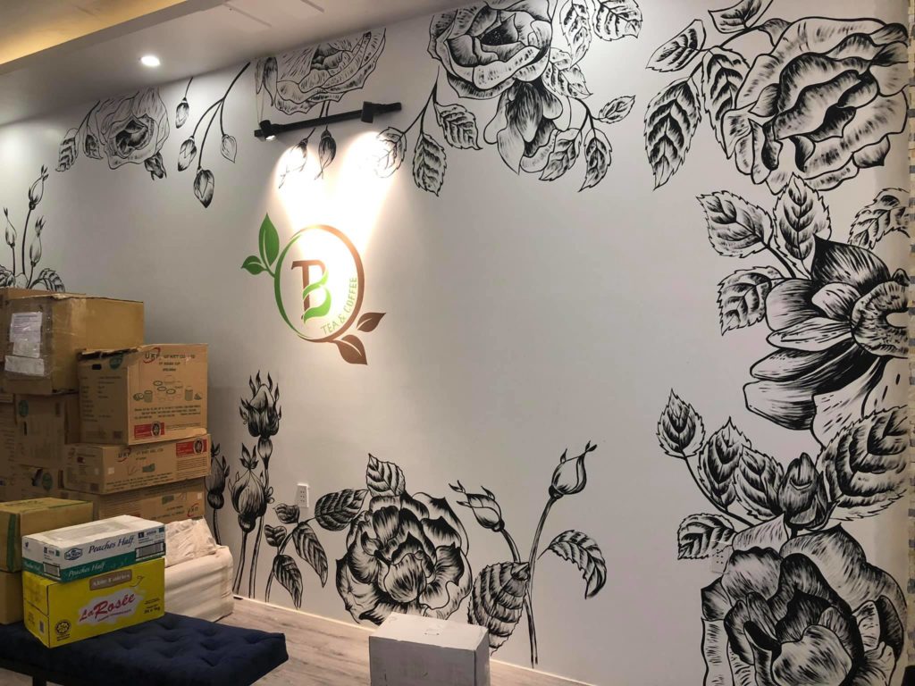 Vẽ tranh tường quán trà sữa 2019